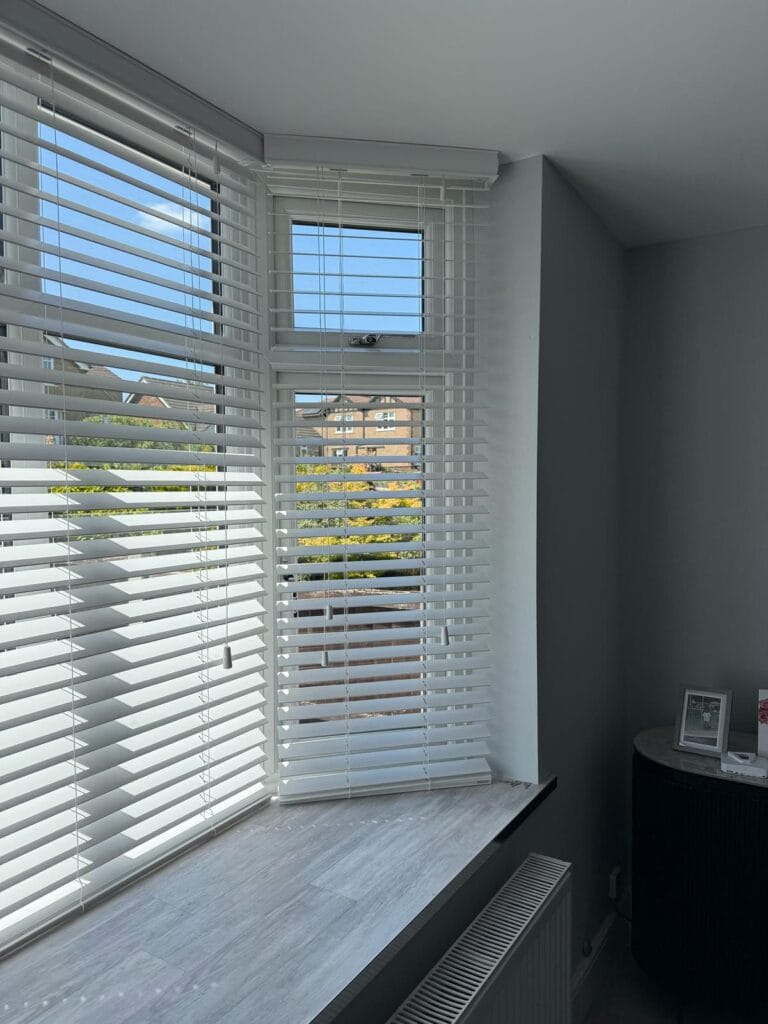 White wooden venetian blinds
