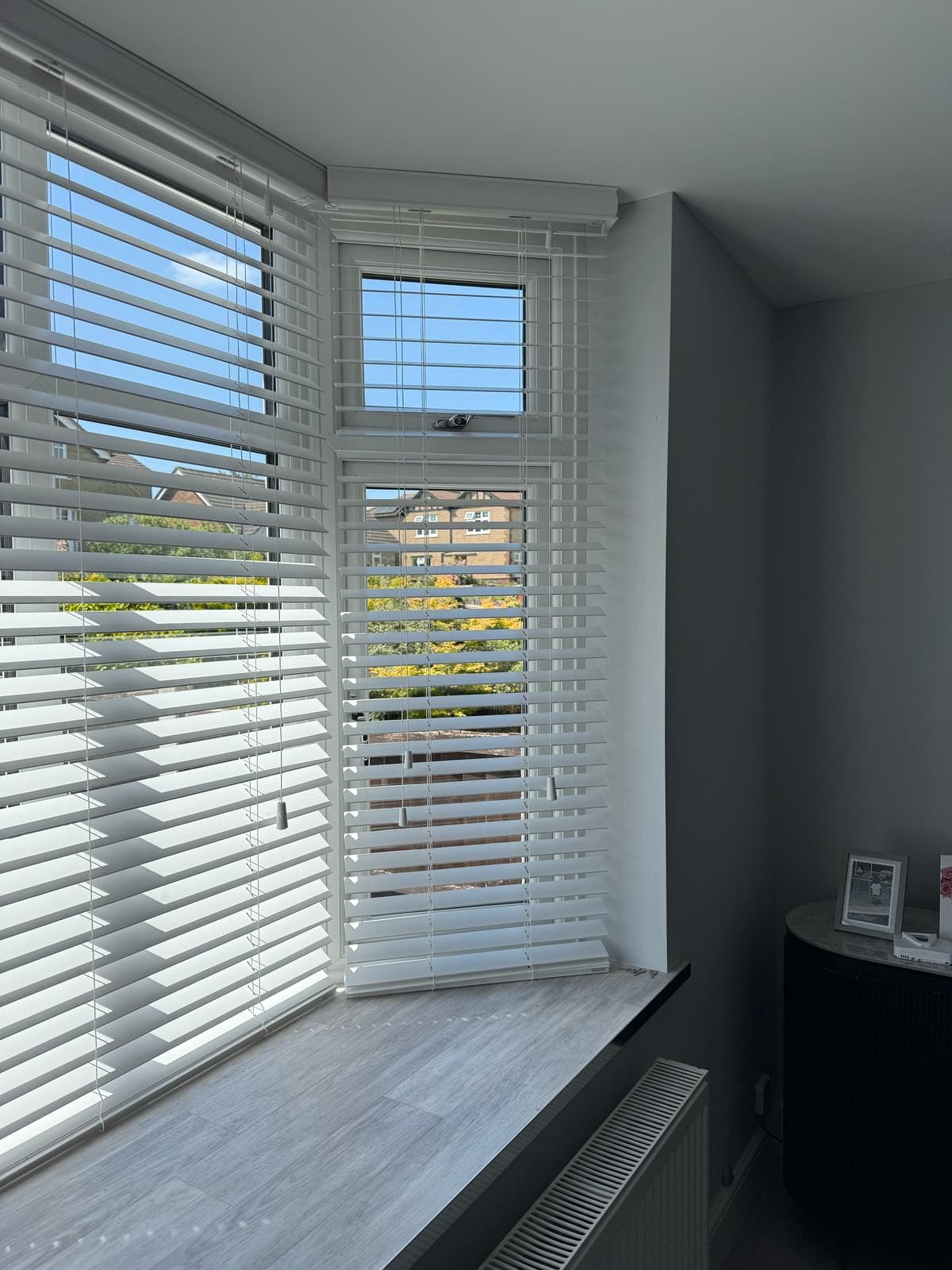 White wooden venetian blinds