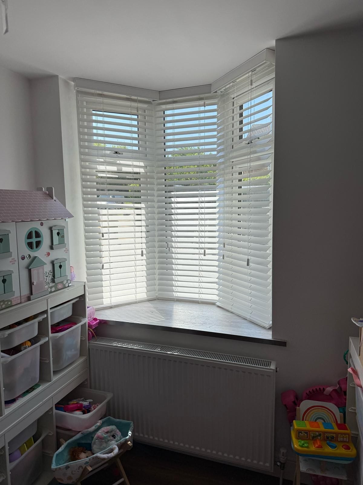 White wooden Venetian blinds